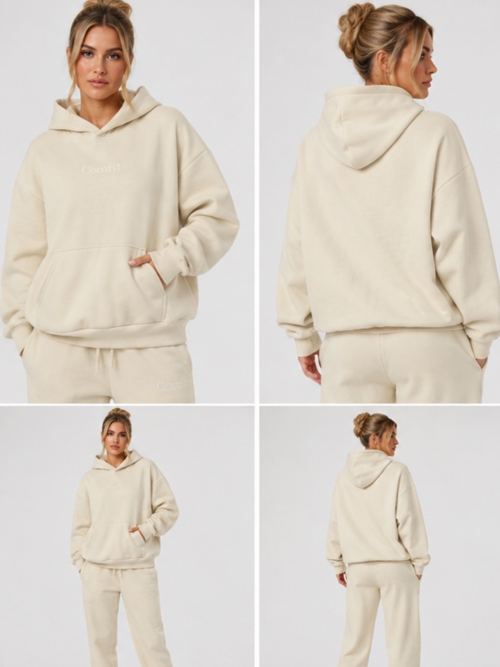 #608 Comfrt Signature Hoodie 2 Bone Cream Oversized Heavyweight Hoodie 2XL NIB